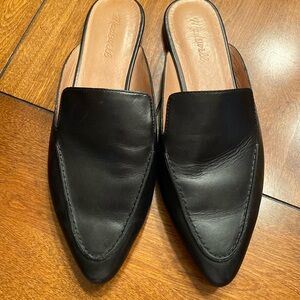 Madewell The Frances Skimmer Mule in Leather, True Black, Sz 11